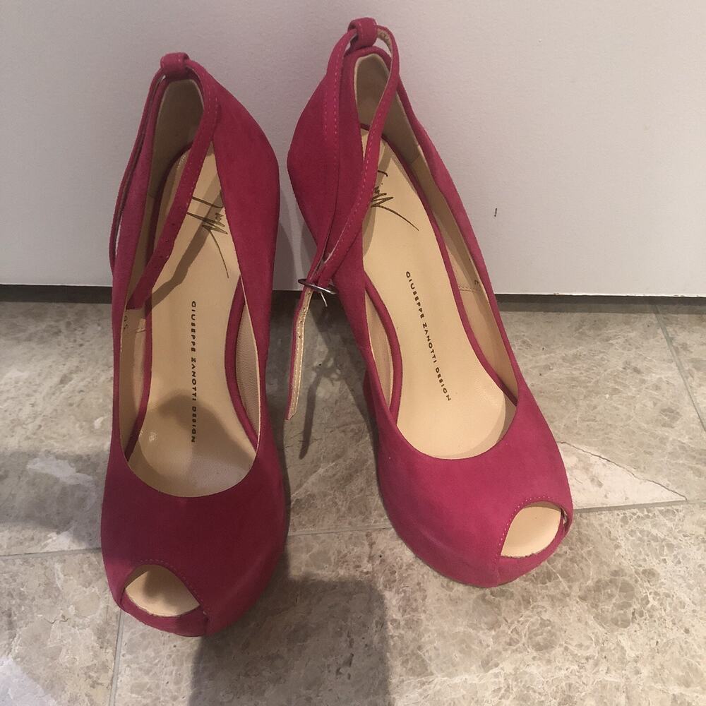 Giuseppe Zanotti wedge platform pink suede curve Gem size 36